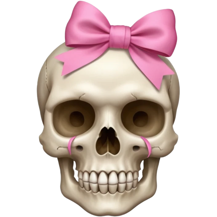 A skull with a small pink ribbon on the side of its head💀 emoji