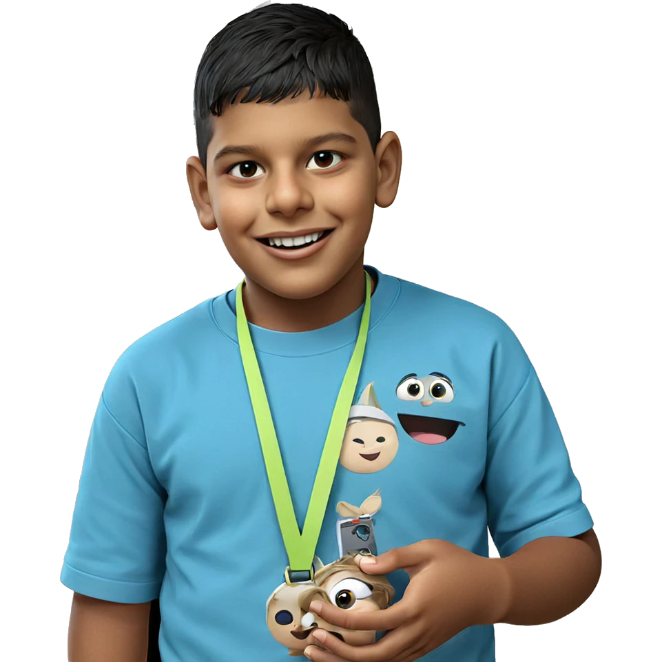 boy smiling in black shirt emoji