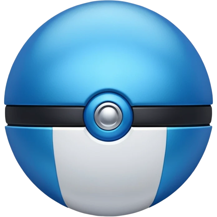 blue pokeball emoji, top half is a more saturated blue, bottom half is white, black stripe, with a metallic sheen emoji