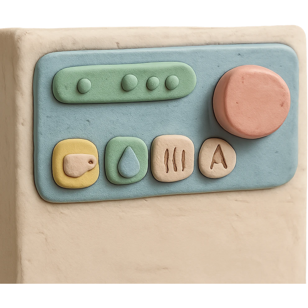claymation style close-up of dishwasher control panel, soft lighting, pastel colors emoji