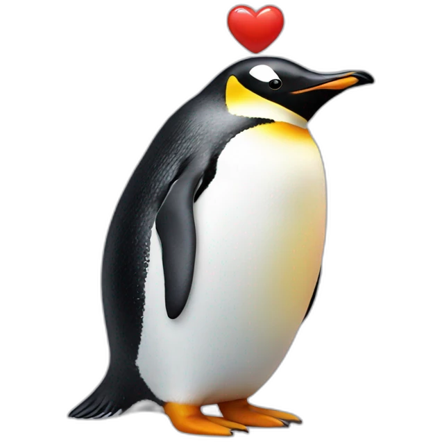 penguin with a heart emoji