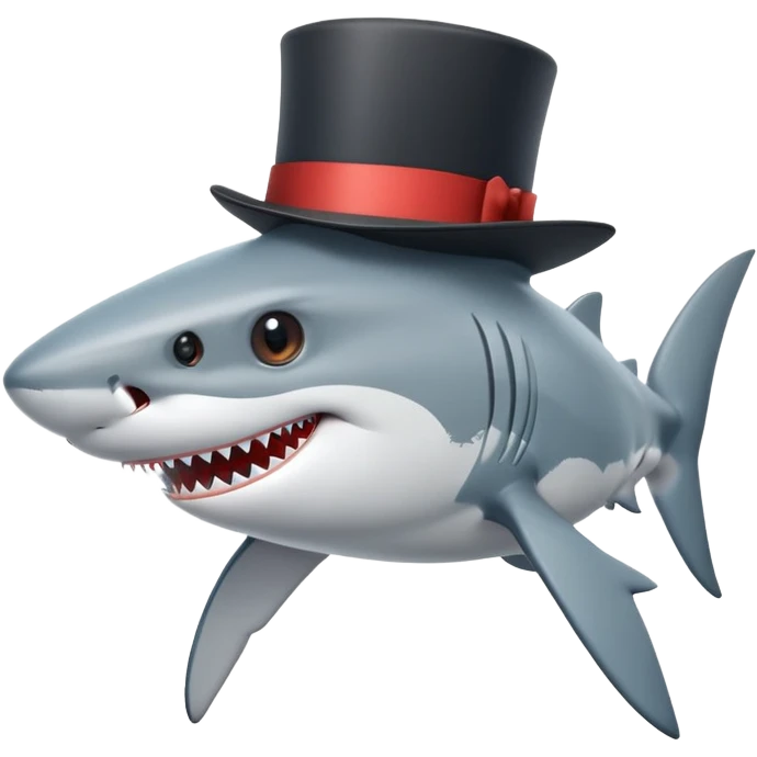 Shark with a top hat emoji