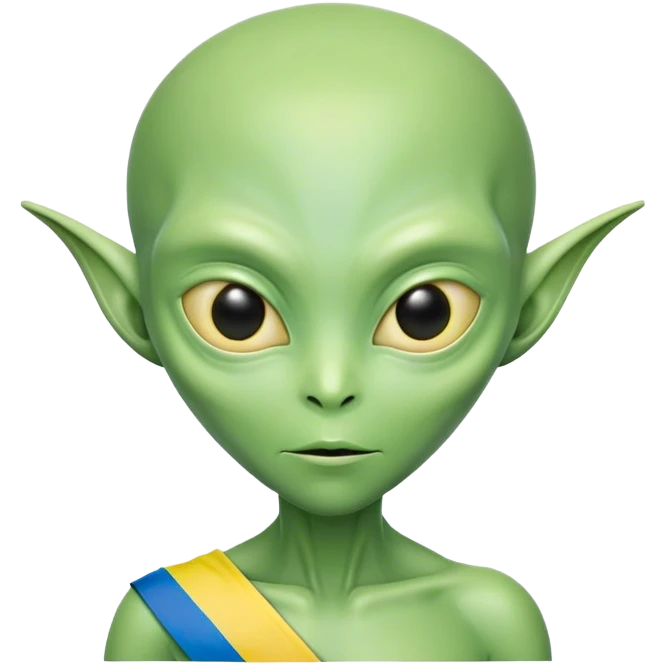 Green alien with Ukraine flag emoji