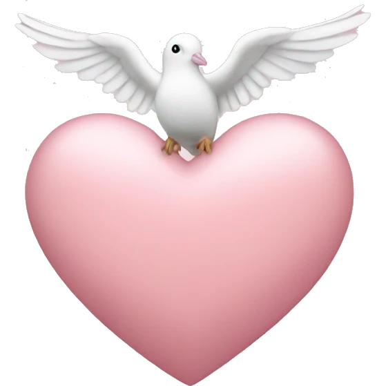 Light pink heart surrounded with dove bird emoji