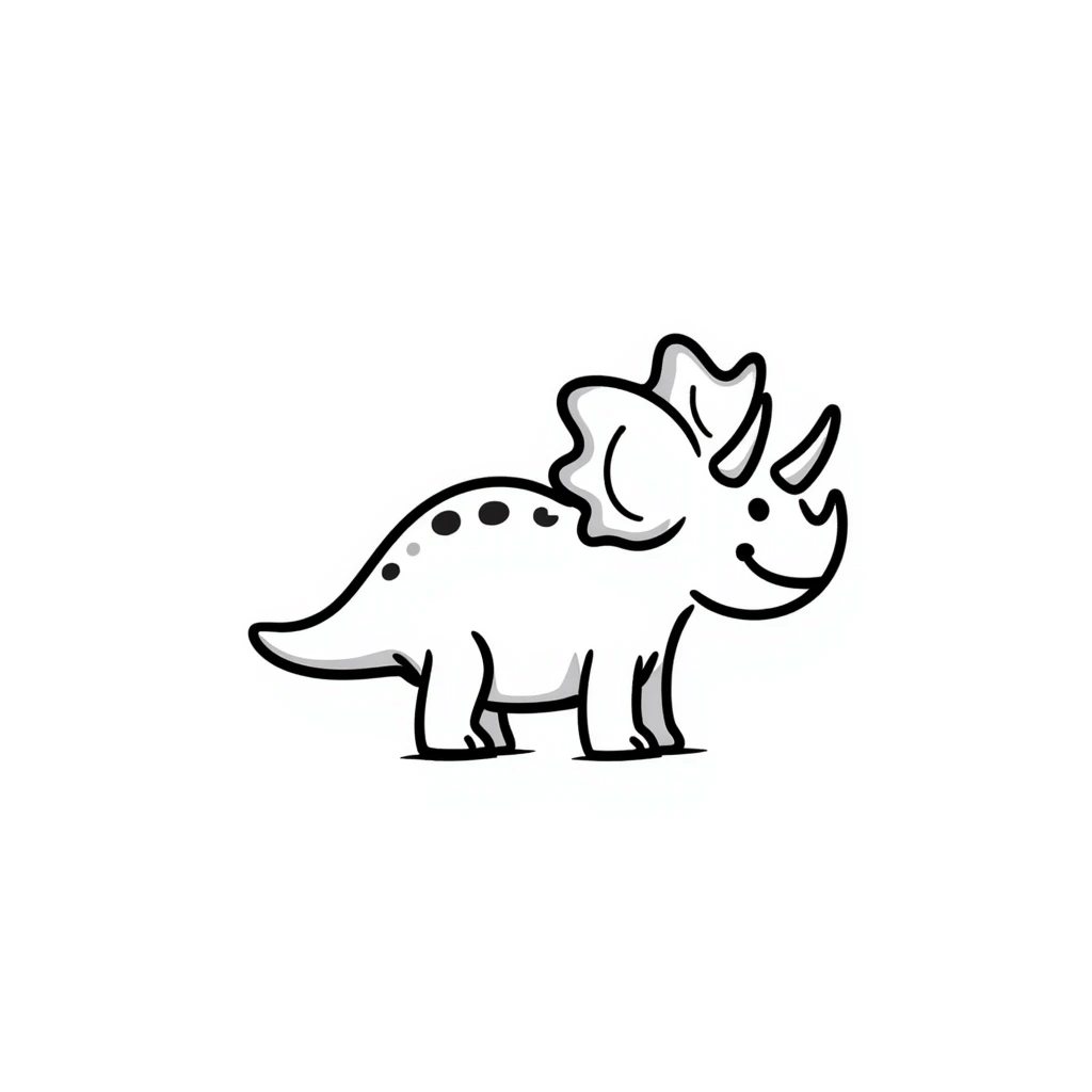 A hand-drawn toy triceratops with a silly grin and cute horns emoji
