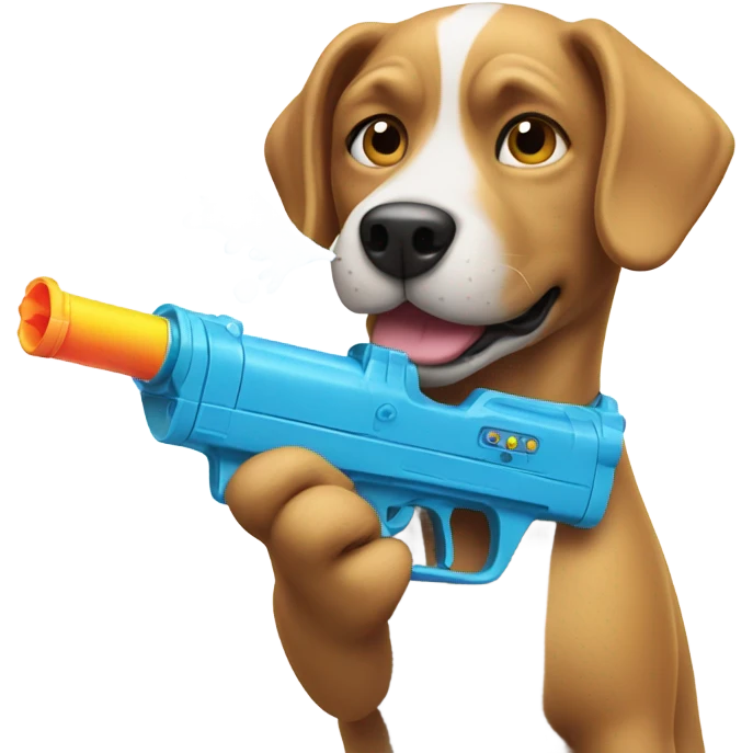 Dog shooting water gun emoji