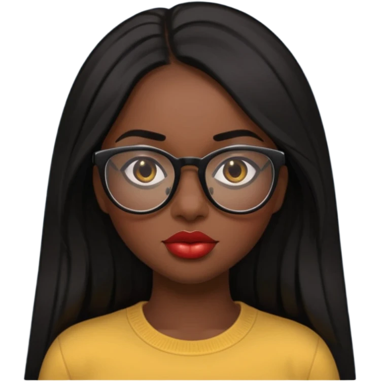 a slim thick black girl with a big butt long straight hair a lip combo black glass emoji