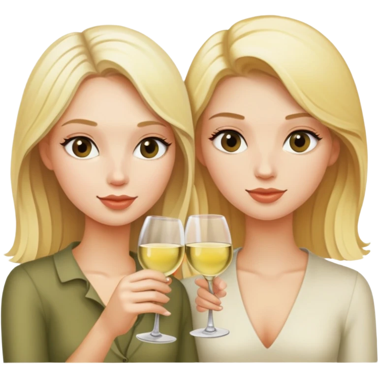 2 blonde girl best friends drinking white wine emoji