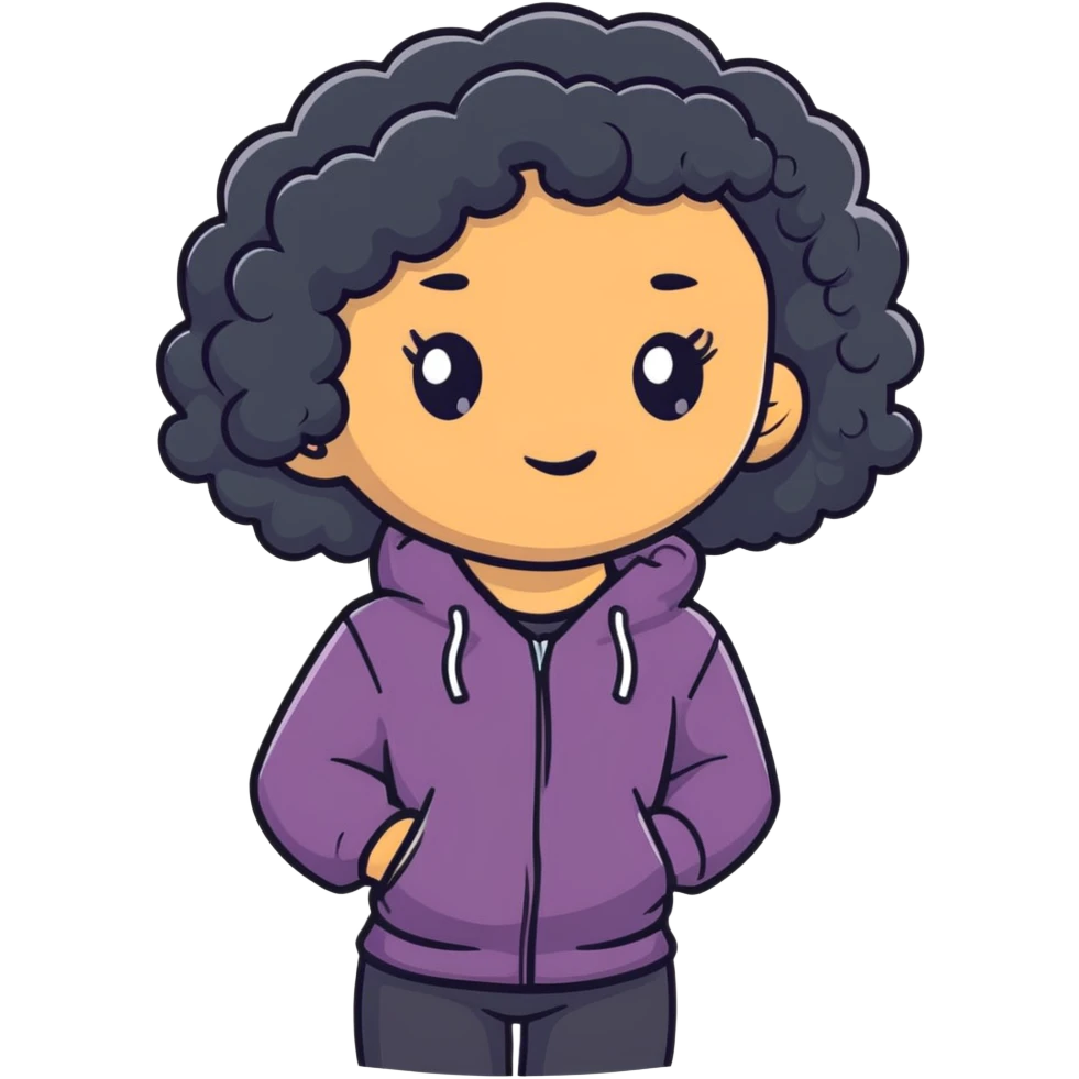 mixed-race girl with shaved curly black hair emoji