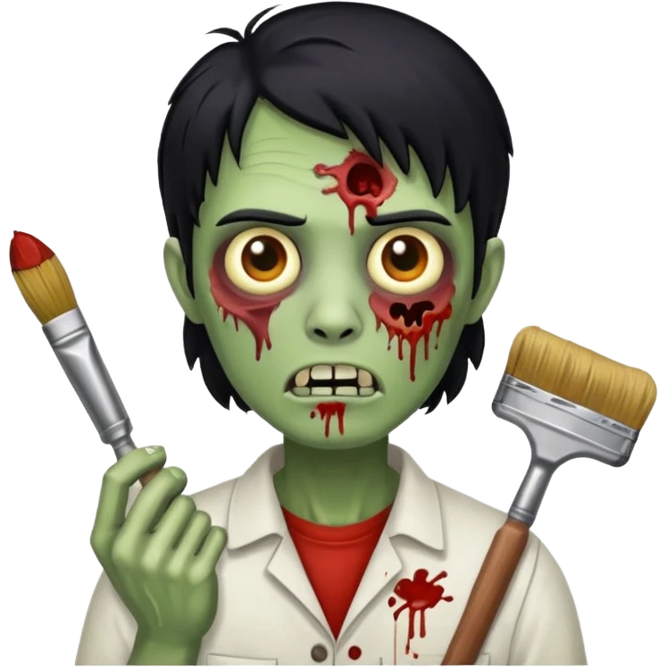painter zombie with black hair emoji