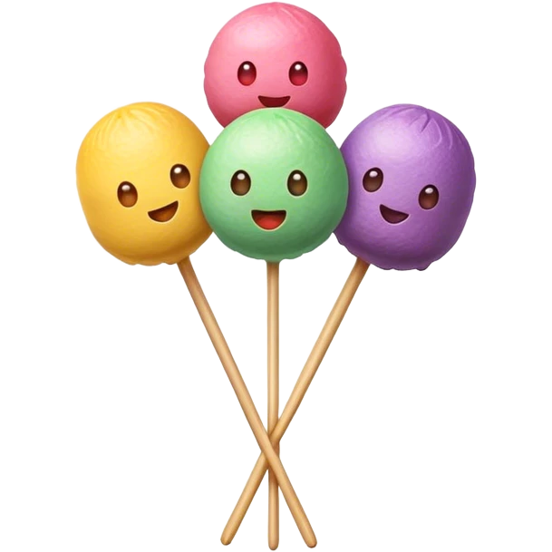 Dango Cinematic Realistic Dango Dessert Emoji, depicted as a skewer holding three colorful rice dumpling balls in different hues, rendered with delicate textures and soft, inviting lighting. emoji