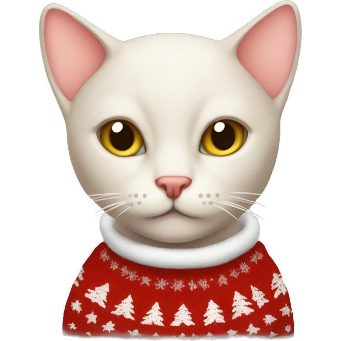 Bald cat with a Christmas sweater emoji