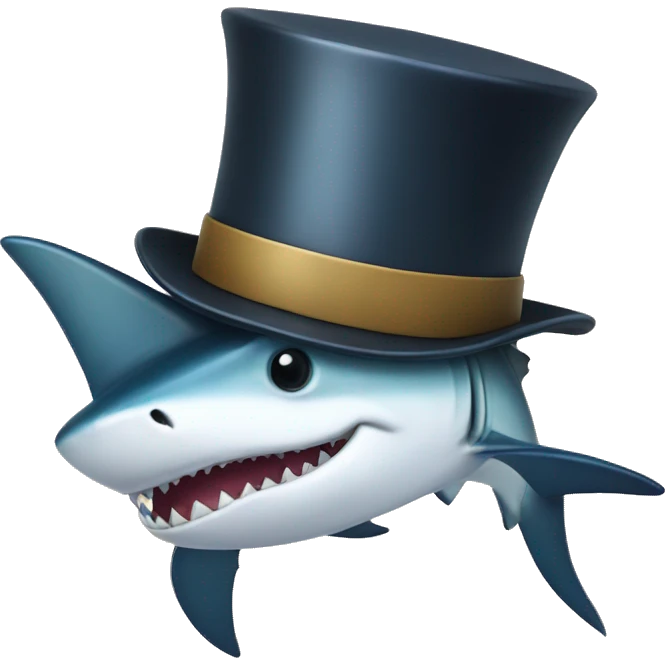 Shortfin mako with a top hat emoji