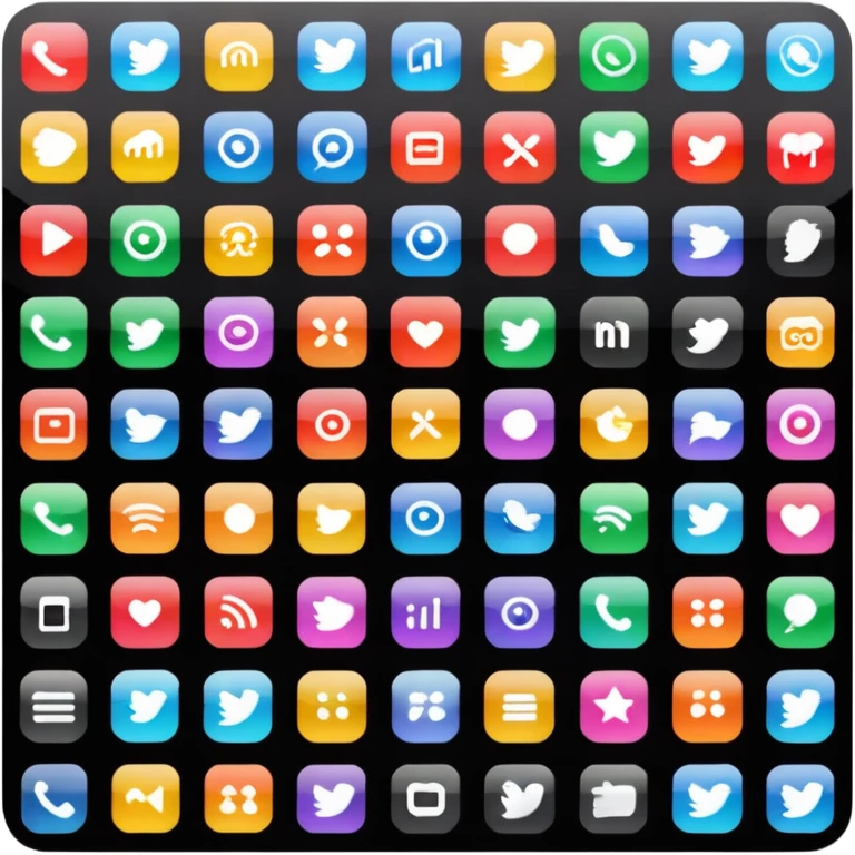 A simple black screen displaying app icons in grid emoji
