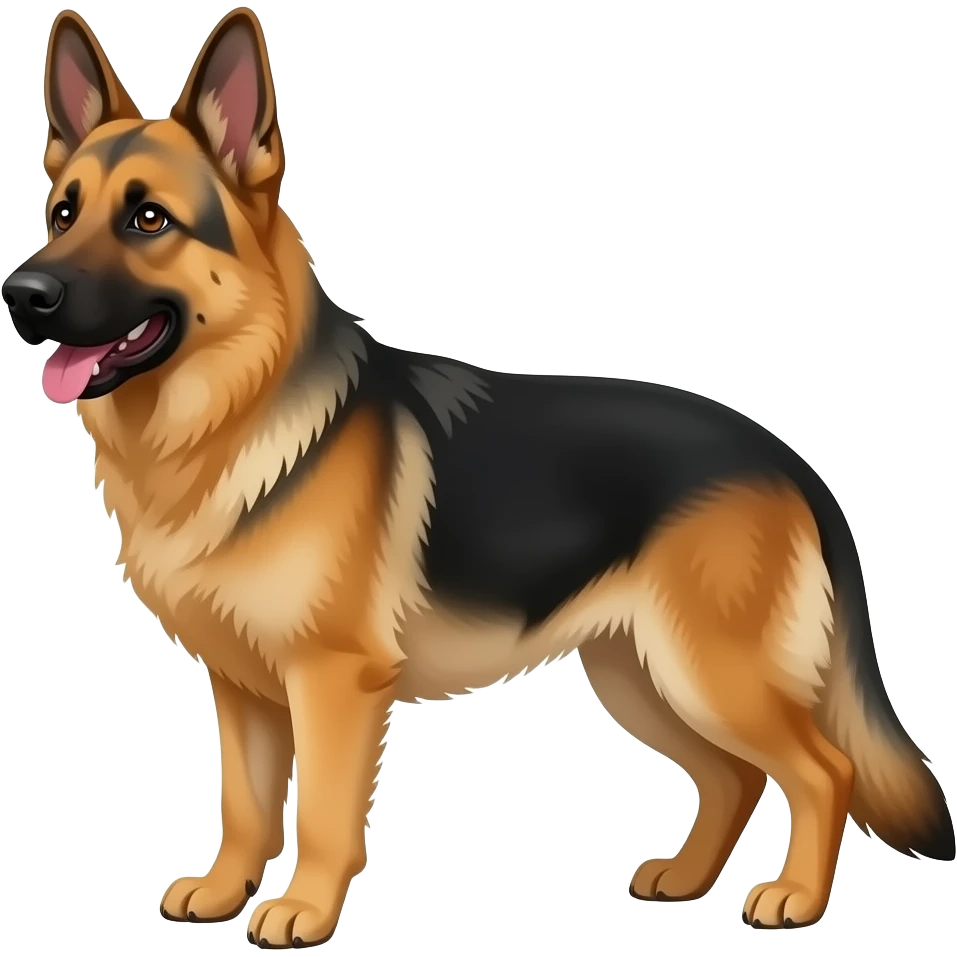 black and a little white chest golden retriever next to golden retriever  next to German Shepard emoji