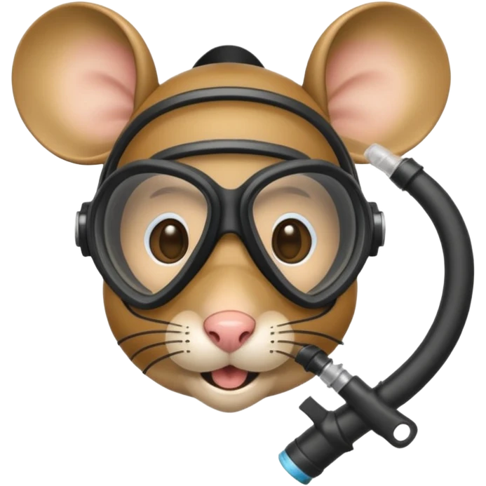 a mouse head with a scuba mask and snorkel in its mouth emoji