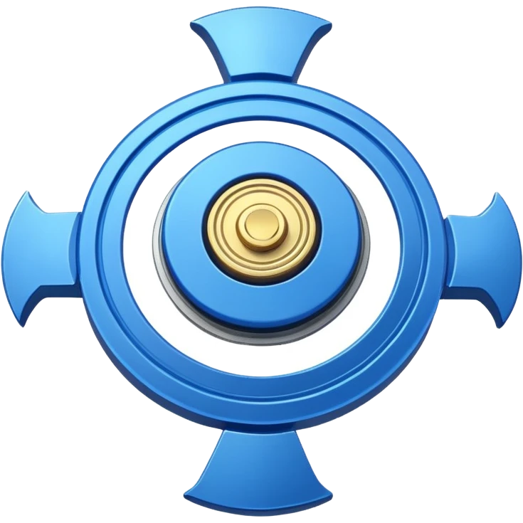 A blue Beyblade with 3 pointed blades like Victory Valtryek emoji