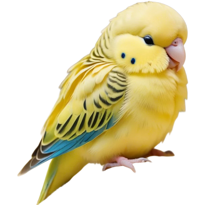 Meme-Worthy Cute Sleeping Yellow Budgie Portrait Emoji, Head resting peacefully with a contented smile, showcasing a petite, delicate build and a luxuriously soft yellow feathered fur, eyes shut in a serene nap, Simplified yet hilariously adorable features, highly detailed, glowing with a soft, drowsy light, high shine, relaxed and utterly lovable, stylized with an air of playful laziness, bright and heartwarming, soft glowing outline, capturing the essence of a comically sleepy budgie, so meme-worthy it feels like it could instantly become the next viral sensation of adorable slumber! emoji