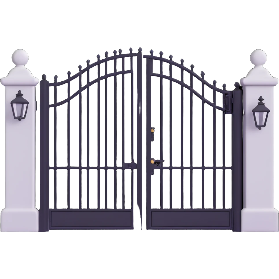 elegant house entrance with wrought iron fence and gate emoji