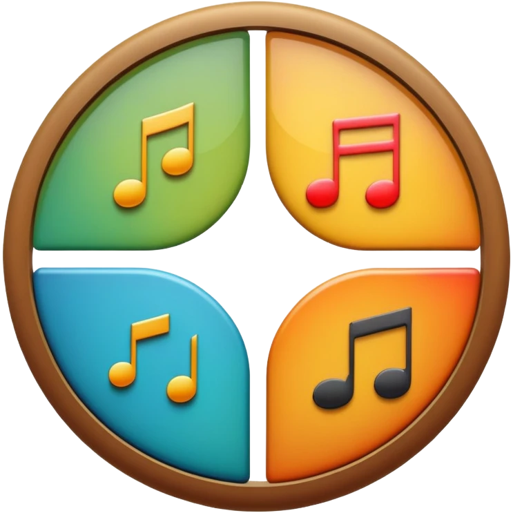 Circle divided into 4 segments with icon hints of visual, musical, theatrical, and literary arts emoji