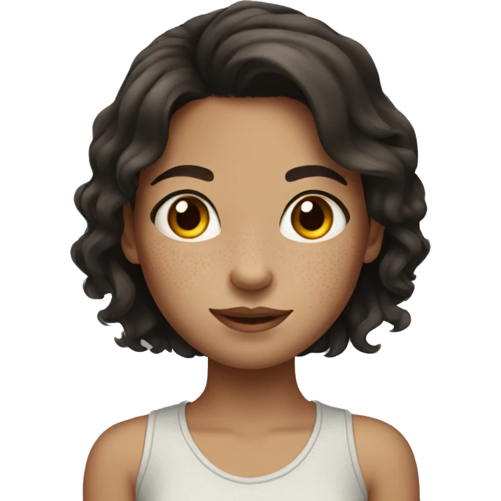 girl with dark brown hair and freckles emoji