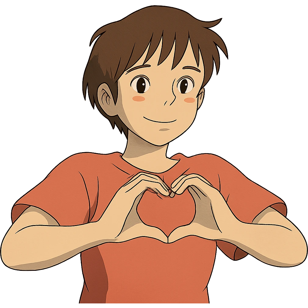 ghibli style heart hands gesture emoji