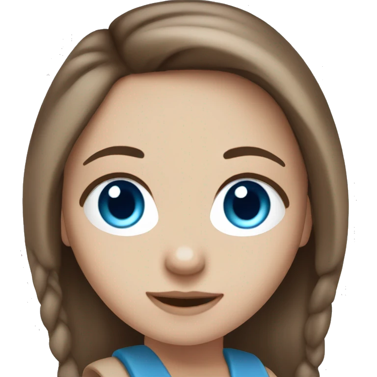 white girl with blue eyes brown hair that gets light at the bottom emoji