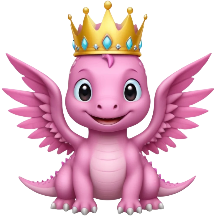 pink baby dinossaur with wings with a crown emoji