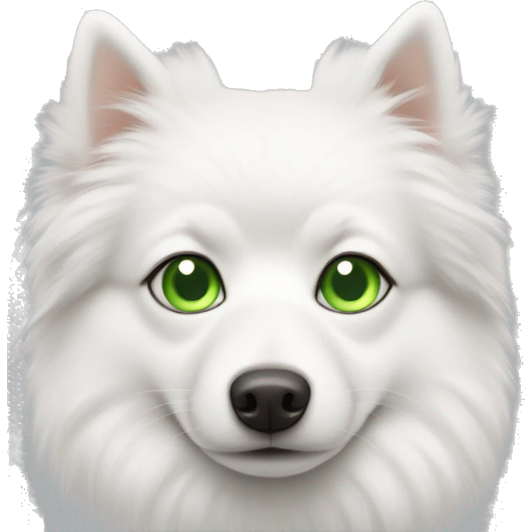 white spitz with green eyes emoji