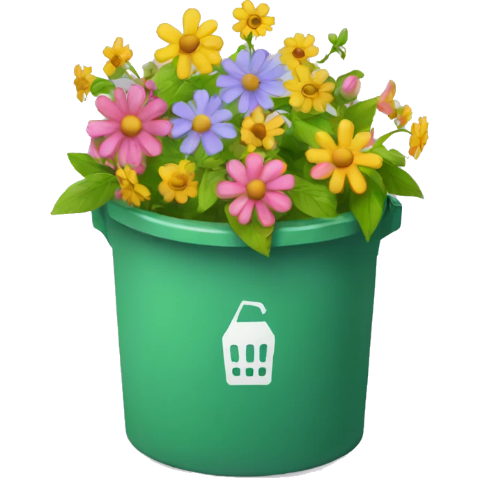 bin with flowers emoji