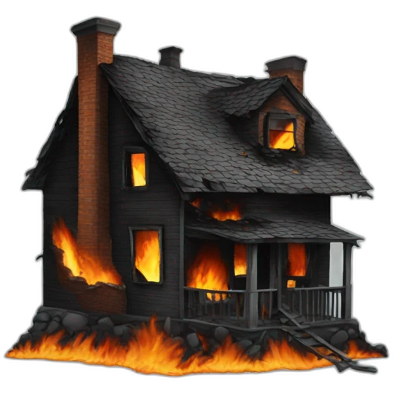 burnt down house emoji