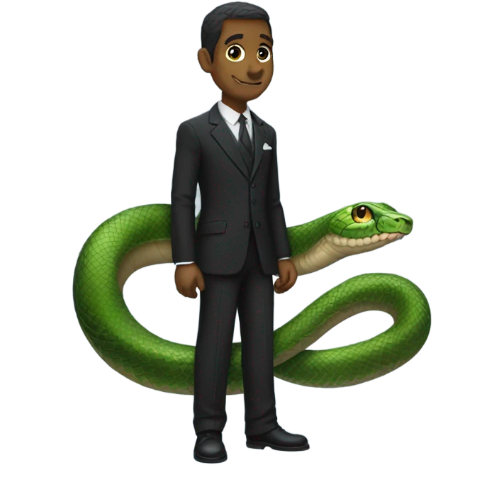 Anthropomorphic snake wearing a black suit emoji
