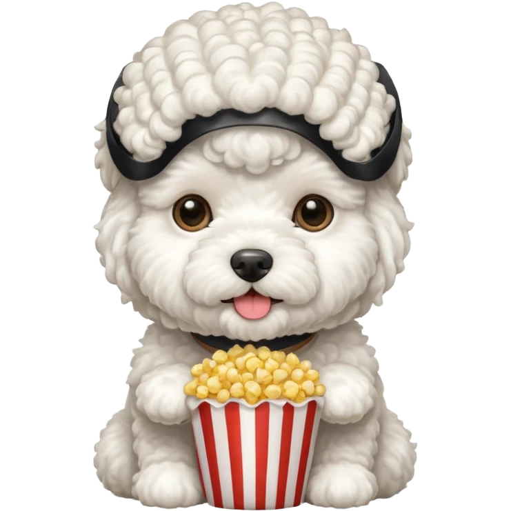 white bichon frise face with popcorn hair emoji