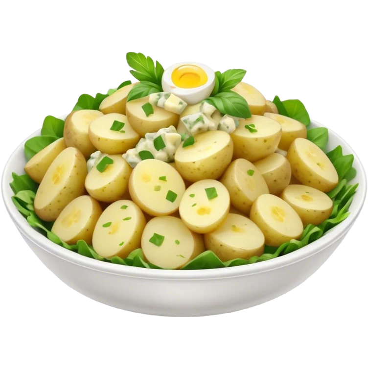 Cinematic Realistic Kartoffelsalat Dish Emoji, showcasing a traditional potato salad with fresh herbs and tangy dressing rendered with lifelike detail and vibrant, natural lighting. emoji