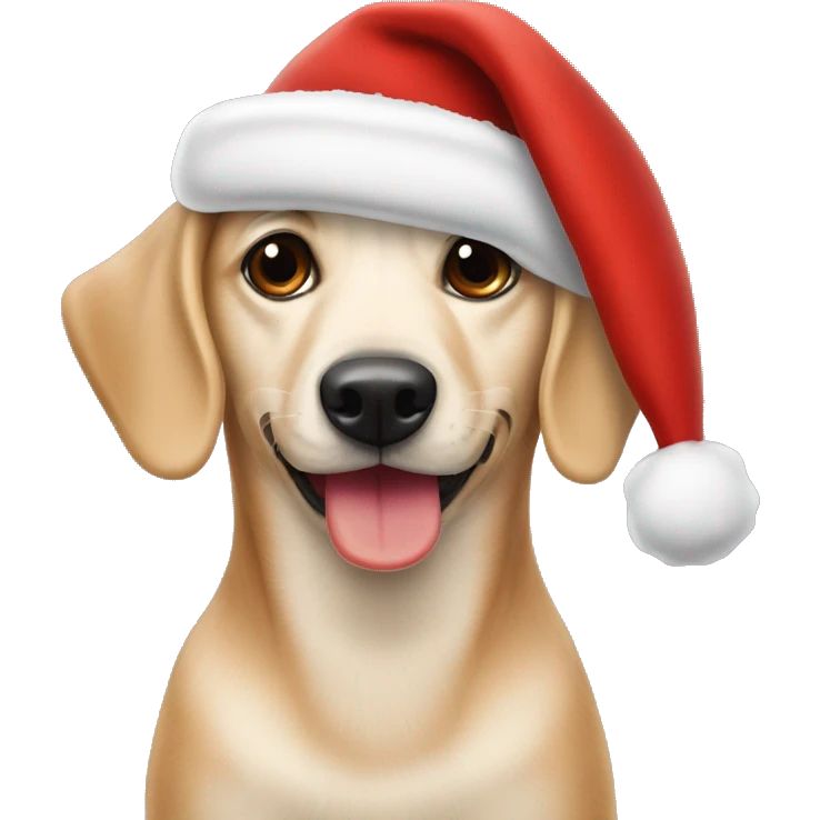 Perro salchicha café con gorro navideño  emoji