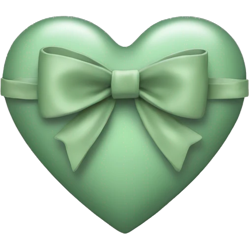 sage green heart with a bow on it  emoji