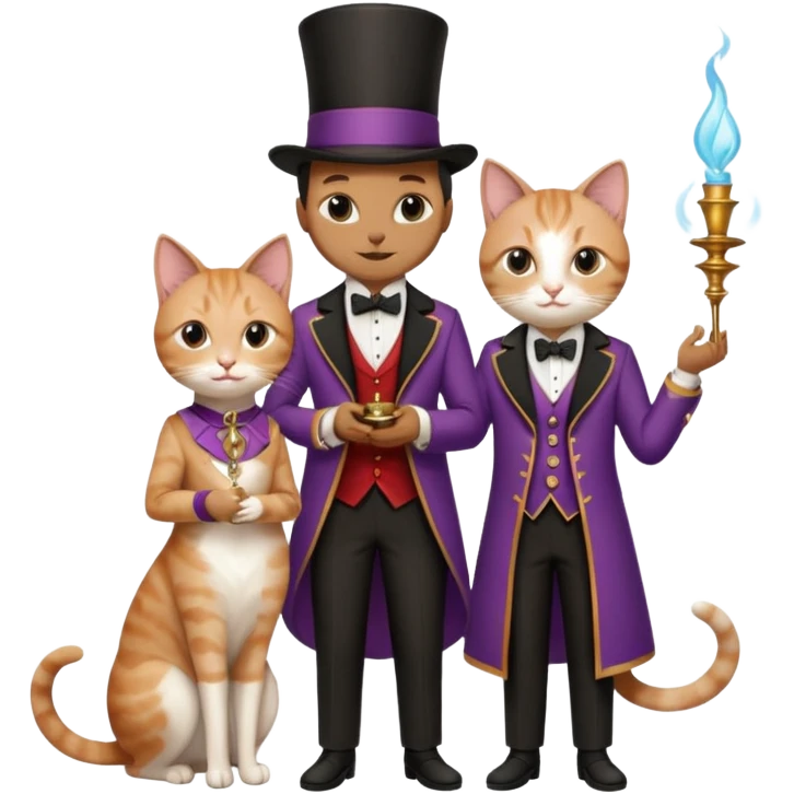 magician couple and their pet cat emoji