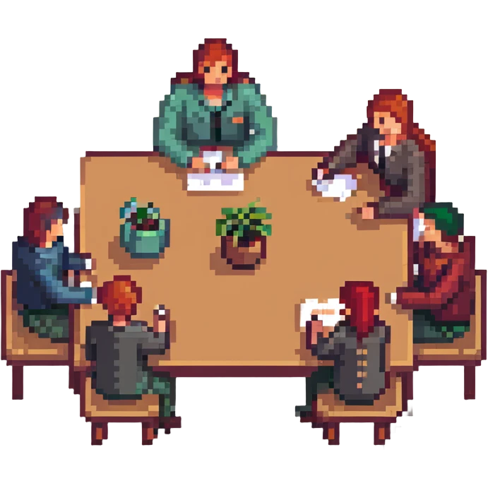 group of people talking around a table emoji