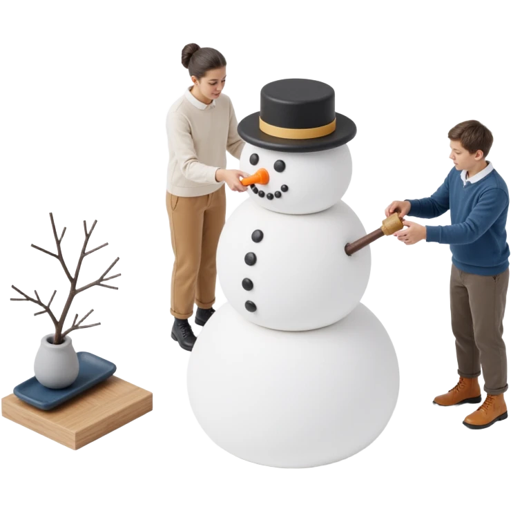 people making a snowman emoji