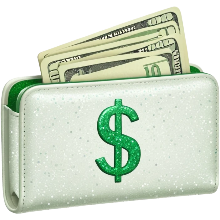glitter white wallet green symbol $ emoji