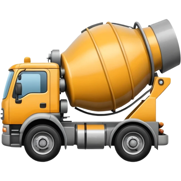 Illustrate a cement mixer truck with a rotating drum on the back. emoji