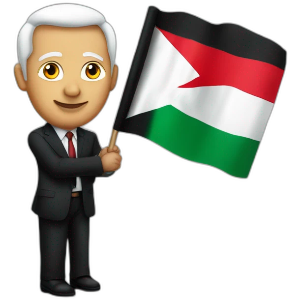 Netanyahou holding Palestinian flag emoji