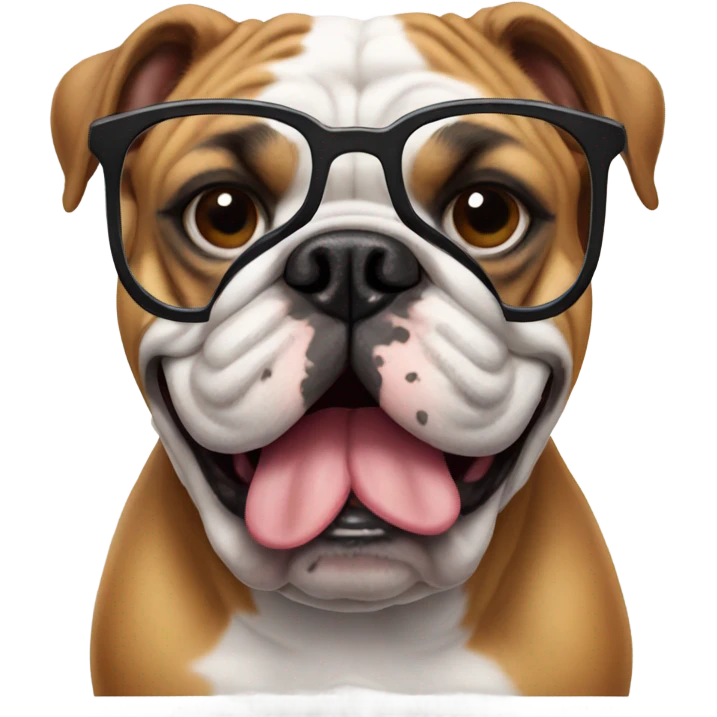 English bulldog wearing glasses  emoji