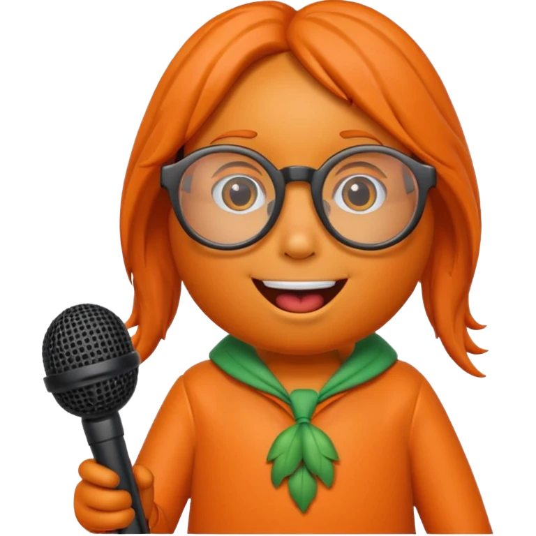 singing carrot wearing glasses with microphone emoji