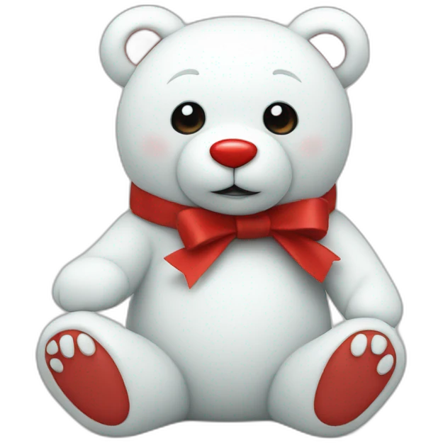 White Bear toy full body with Red nose emoji