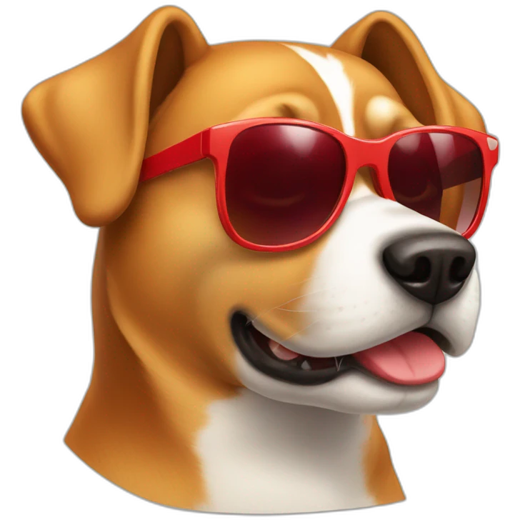 A dog with red sunglasses emoji