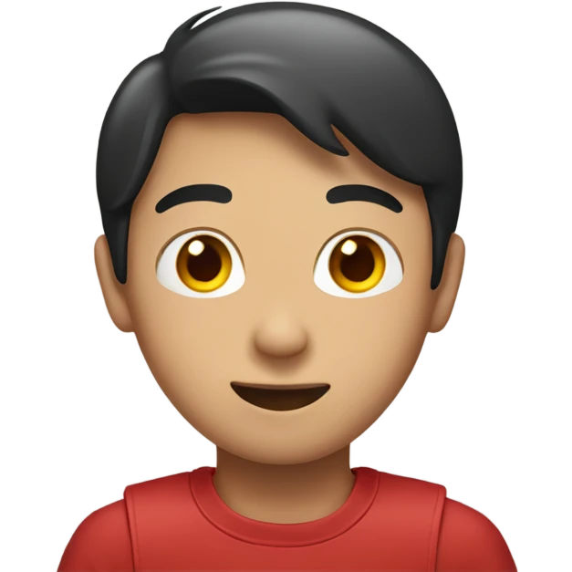 Asian boy with red gloves on his hands emoji