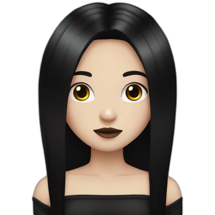 Goth girl long black hair middle part emoji