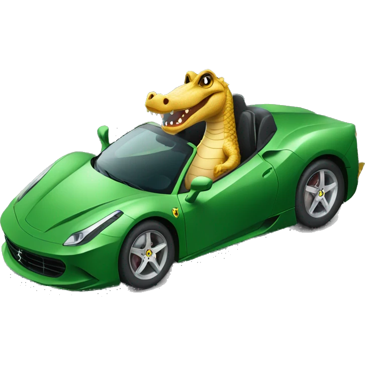 Alligator driving a Ferrari in city emoji