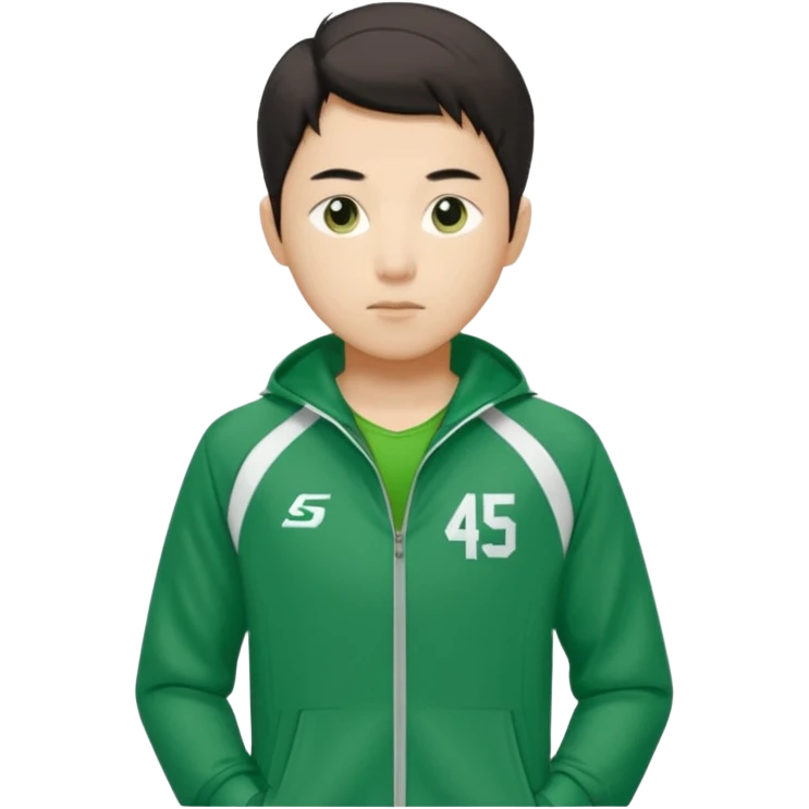 Draw Seong Gi-hun (Player 456) in green tracksuit with the white number 456 clearly printed on the chest & jacket. emoji